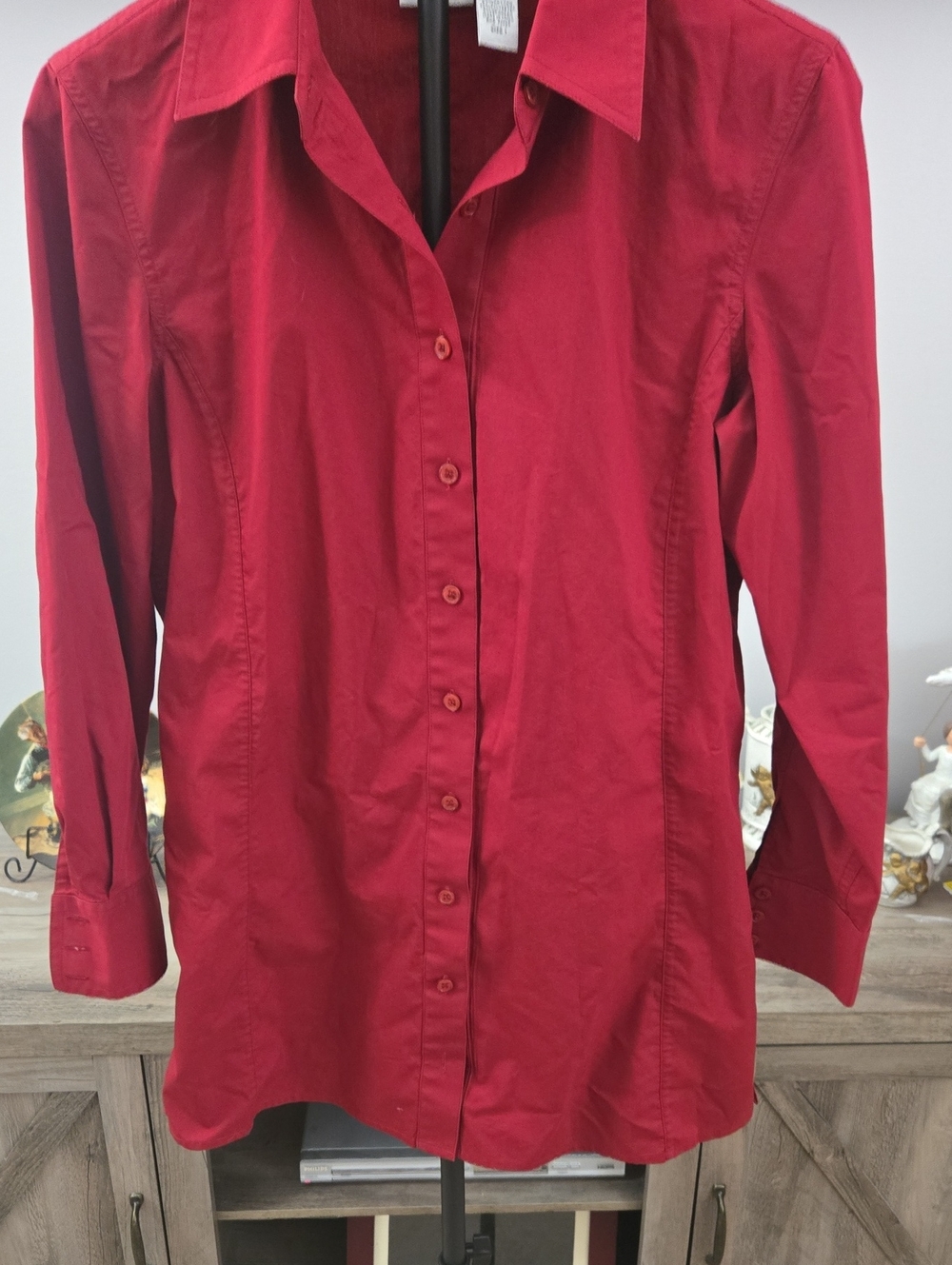 Chico's Vibrant Red Long-Sleeve Button-Down Shirt